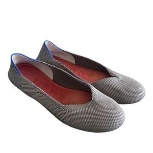 ROTHYS The Flat Pebble Grey Knit Rounded Toe Ballet Flats Slip On Shoes Size 7.5